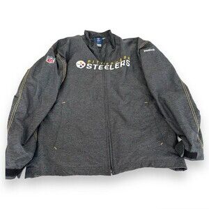 Pittsburgh Steelers Windbreaker Jacket Men's NFL Reebok Full Zip M Heather Gray